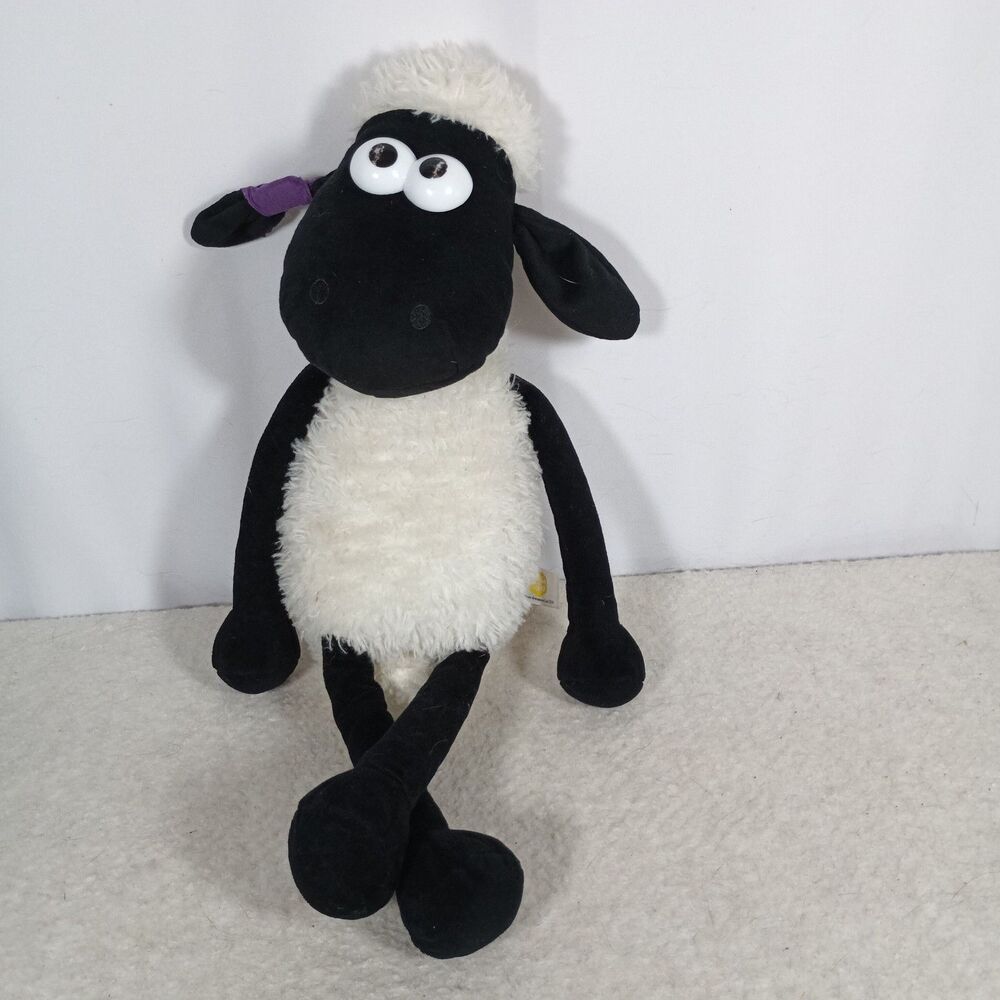 Shaun The Sheep Plush Stuffed Animal 18" Aardman 2019 Black White Soft Toy
